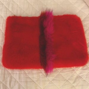 Anthropologie faux fur clutch